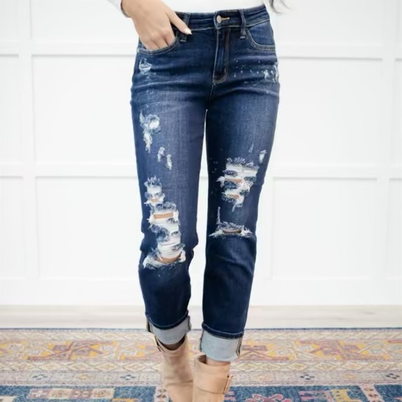 Judy Blue • Bleach Splash Boyfriend Jeans - Picture 1 of 10
